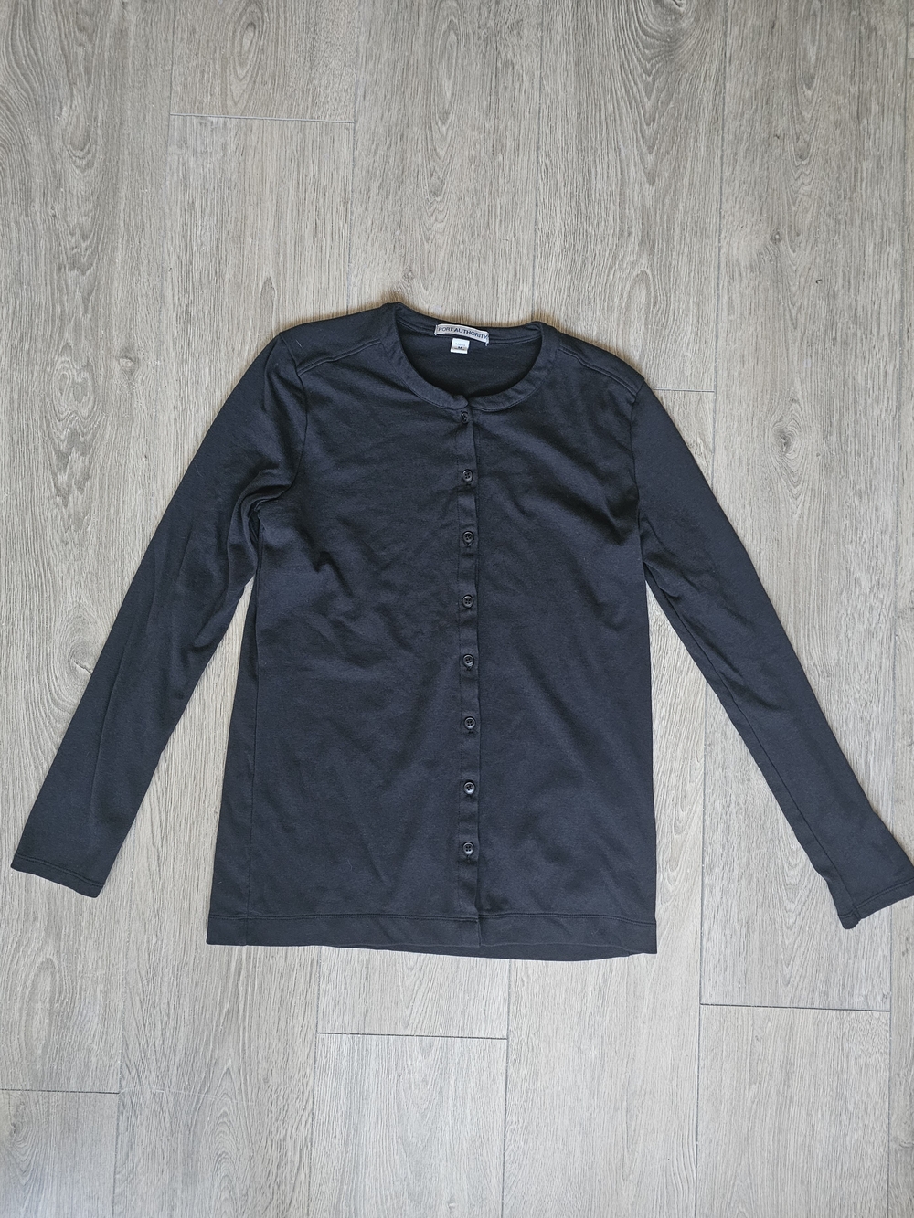 Port Authority Black Long-Sleeve Button Cardigan NWOT